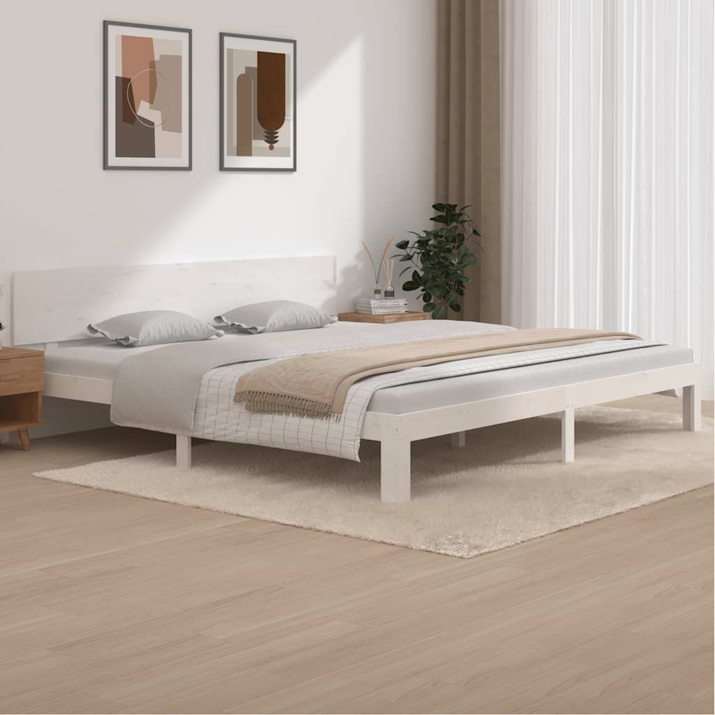 vidaXL Bed Frame without Mattress White Solid Wood Pine 200x200cm