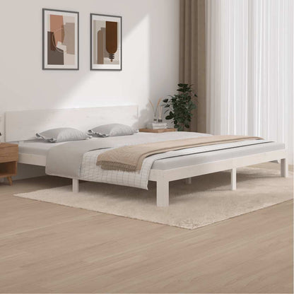 vidaXL Bed Frame without Mattress White Solid Wood Pine 200x200cm