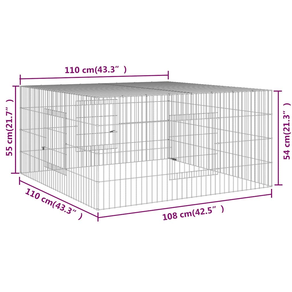 vidaXL Rabbit Cage 110x110x55 cm Galvanised Iron