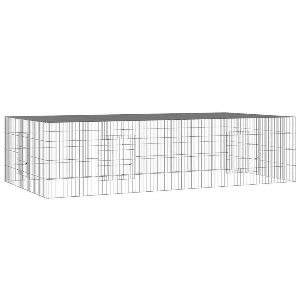 vidaXL 2-Panel Rabbit Cage 220x110x55 cm Galvanised Iron