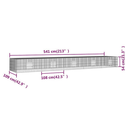 vidaXL 5-Panel Rabbit Cage 541x109x54 cm Galvanised Iron