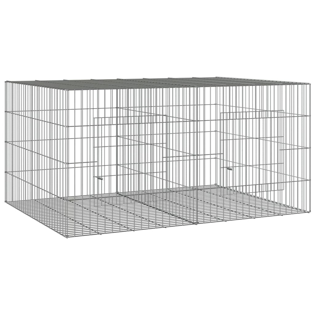 vidaXL 2-Panel Rabbit Cage 110x79x54 cm Galvanised Iron