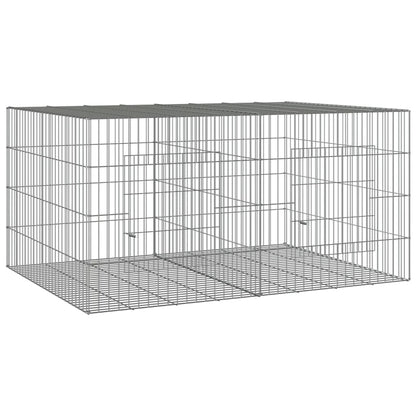 vidaXL 2-Panel Rabbit Cage 110x79x54 cm Galvanised Iron