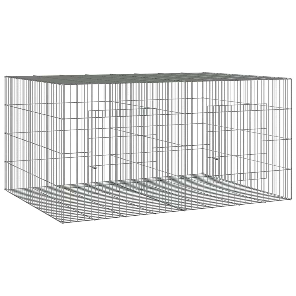 vidaXL 2-Panel Rabbit Cage 110x79x54 cm Galvanised Iron