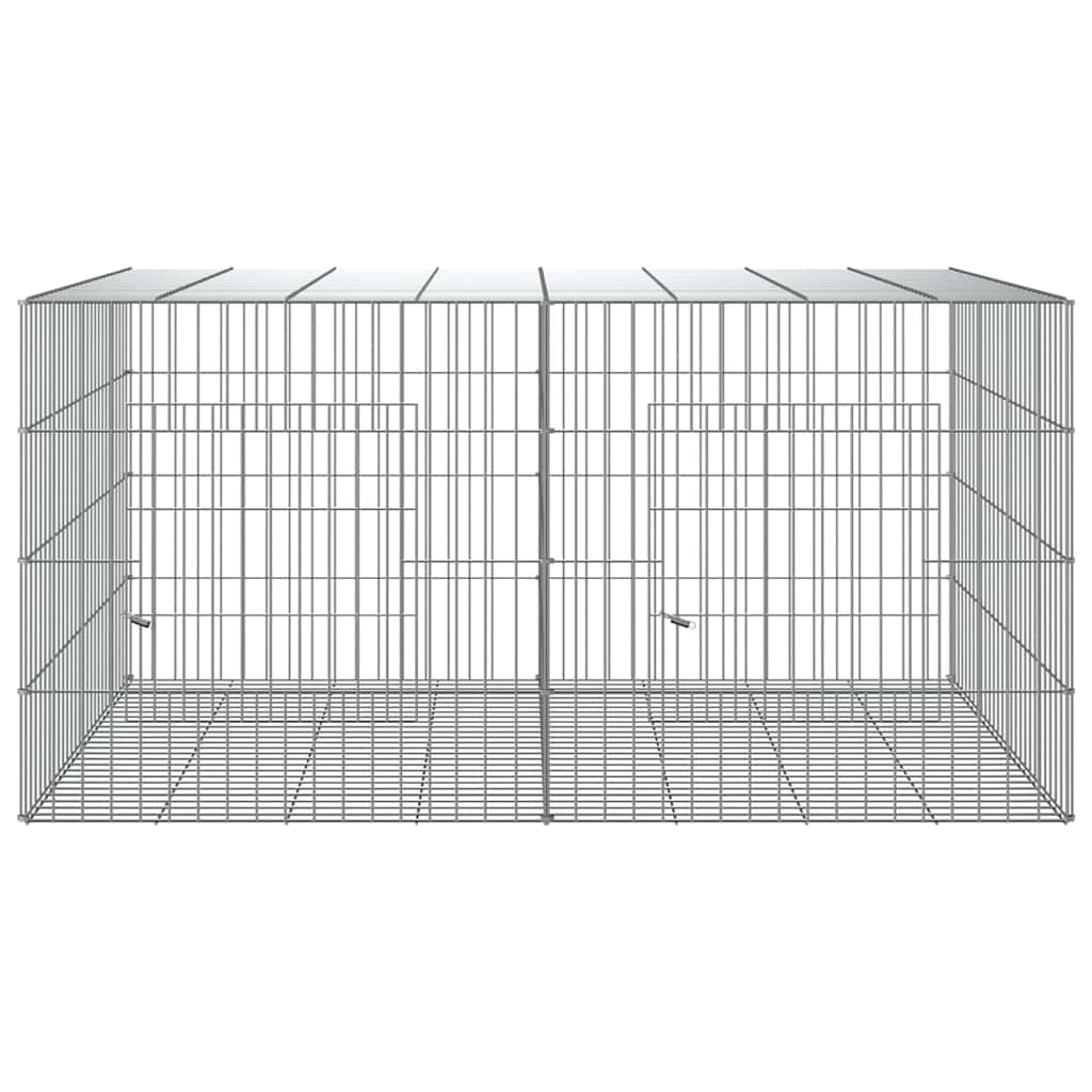 vidaXL 2-Panel Rabbit Cage 110x79x54 cm Galvanised Iron