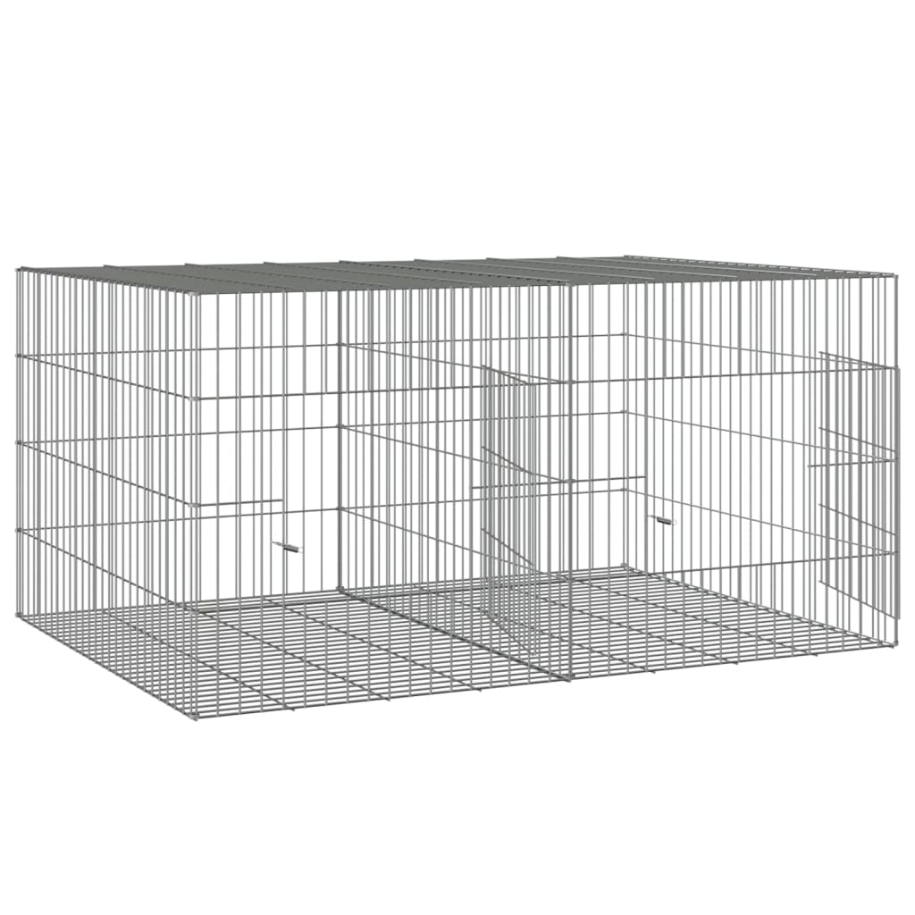 vidaXL 2-Panel Rabbit Cage 110x79x54 cm Galvanised Iron