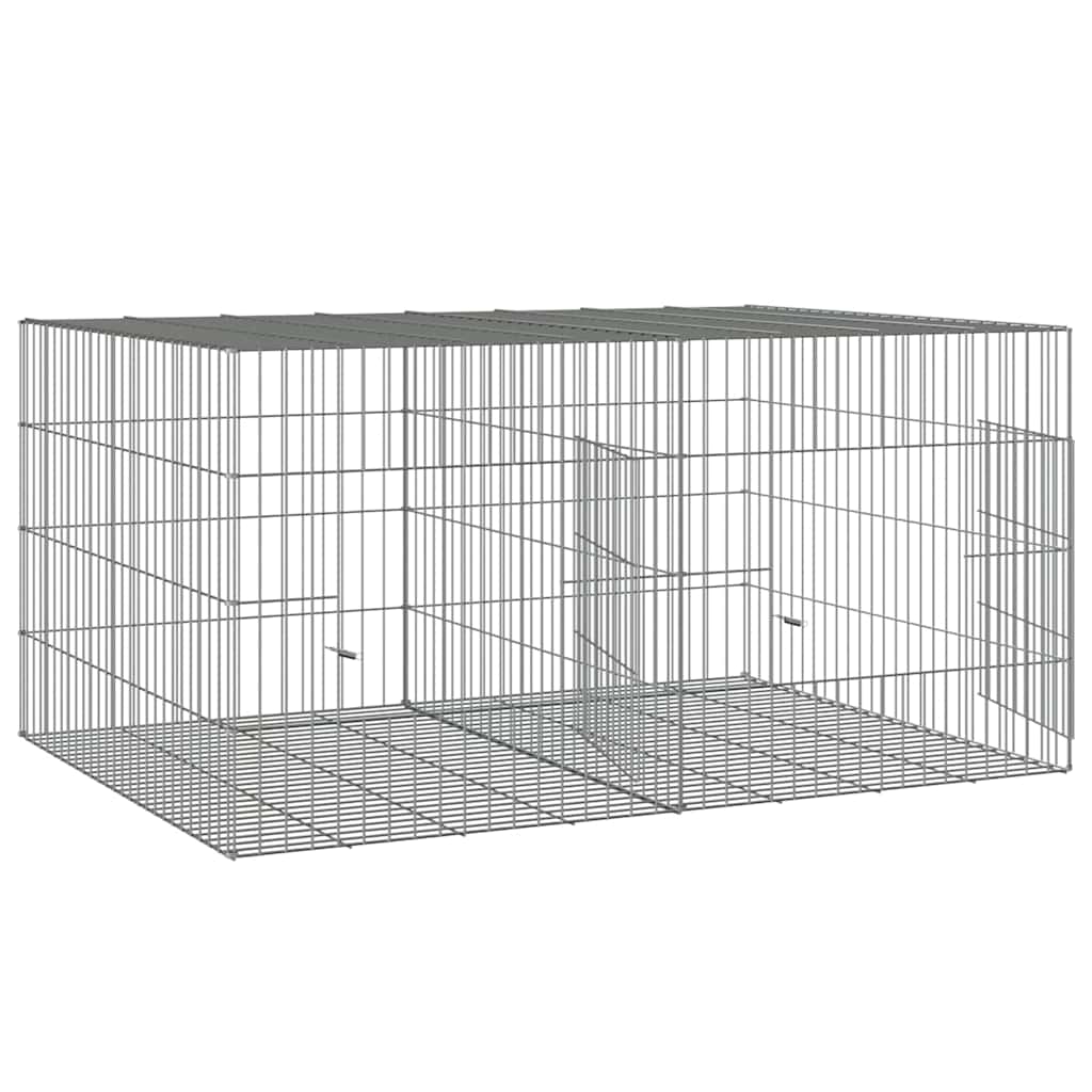 vidaXL 2-Panel Rabbit Cage 110x79x54 cm Galvanised Iron
