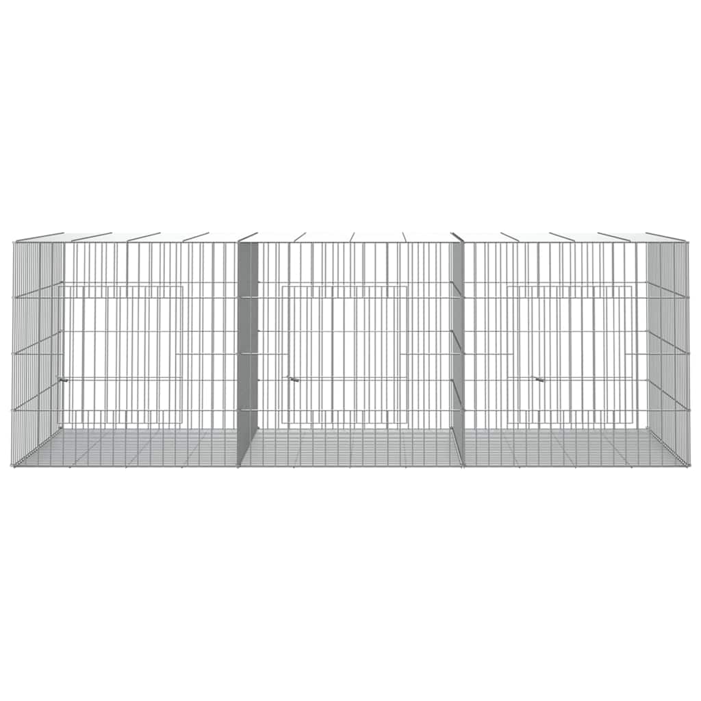 vidaXL 3-Panel Rabbit Cage 163x79x54 cm Galvanised Iron