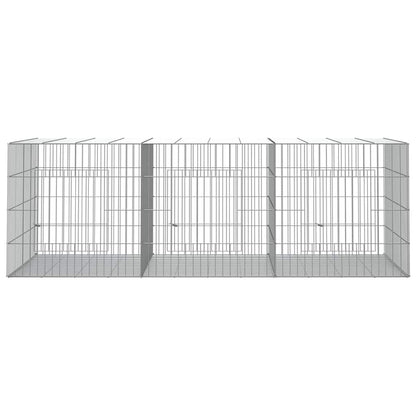vidaXL 3-Panel Rabbit Cage 163x79x54 cm Galvanised Iron