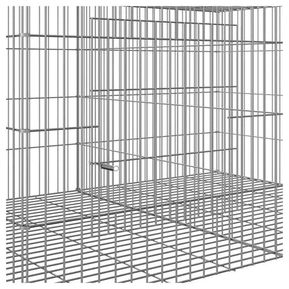 vidaXL 3-Panel Rabbit Cage 163x79x54 cm Galvanised Iron