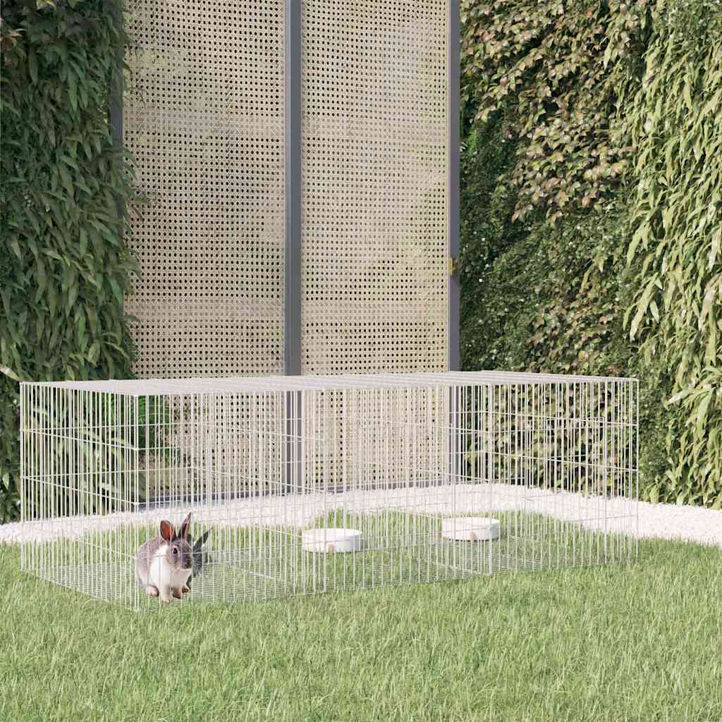 vidaXL 3-Panel Rabbit Cage 163x79x54 cm Galvanised Iron