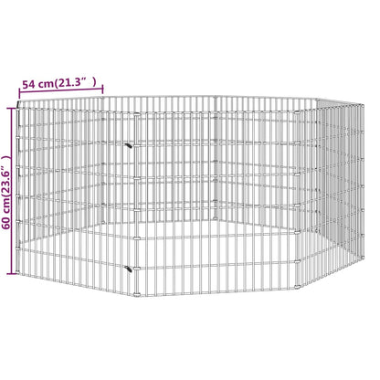 vidaXL Free Range Animal Enclosure 8-Panel 54x60 cm Galvanised Iron