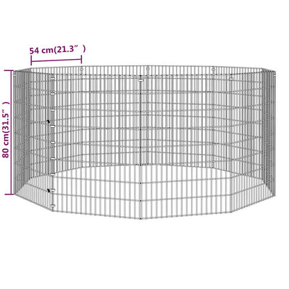 vidaXL Free Range Animal Enclosure 10-Panel 54x80 cm Galvanised Iron