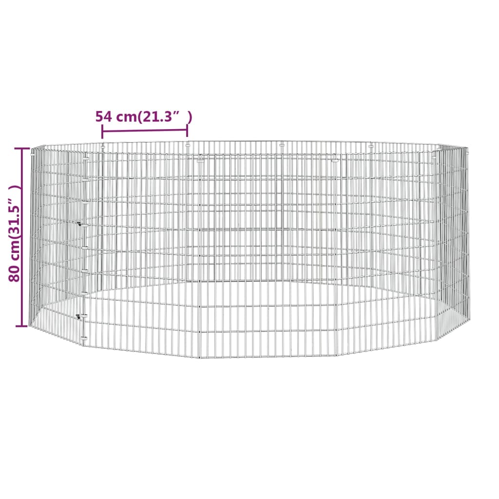 vidaXL Free Range Animal Enclosure 12-Panel 54x80 cm Galvanised Iron