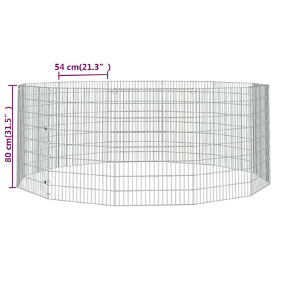 vidaXL Free Range Animal Enclosure 12-Panel 54x80 cm Galvanised Iron