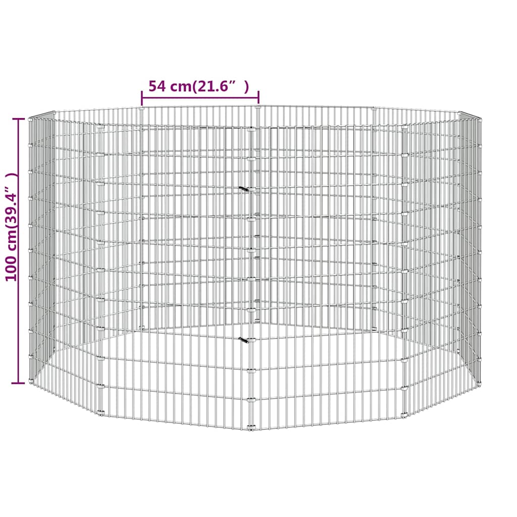 vidaXL Free Range Animal Enclosure 10-Panel 54x100 cm Galvanised Iron