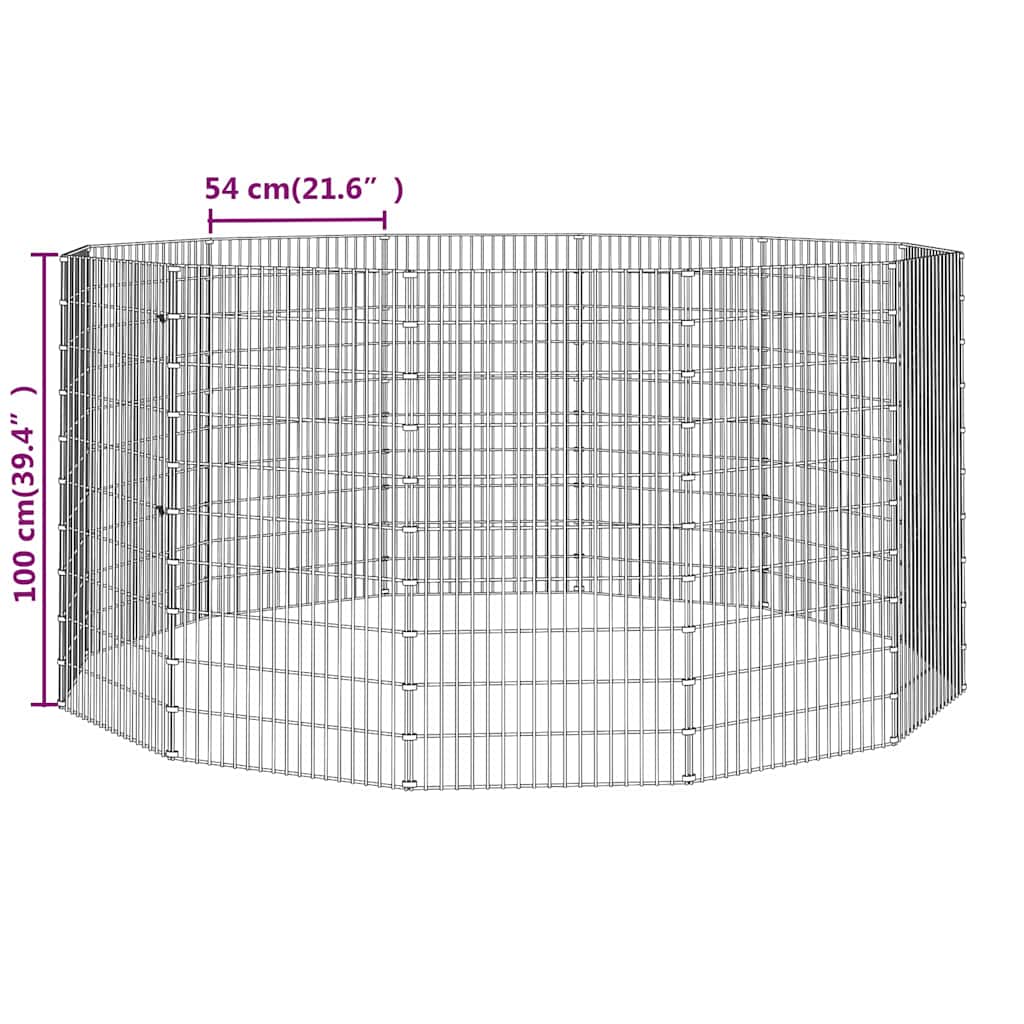 vidaXL Free Range Animal Enclosure 12-Panel 54x100 cm Galvanised Iron