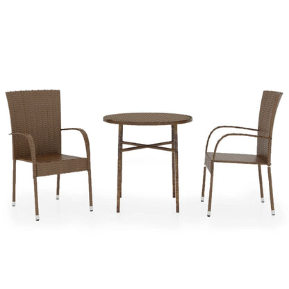 vidaXL Garden Dining Set | Brown | PE Rattan, Powder-Coated Steel | Medium