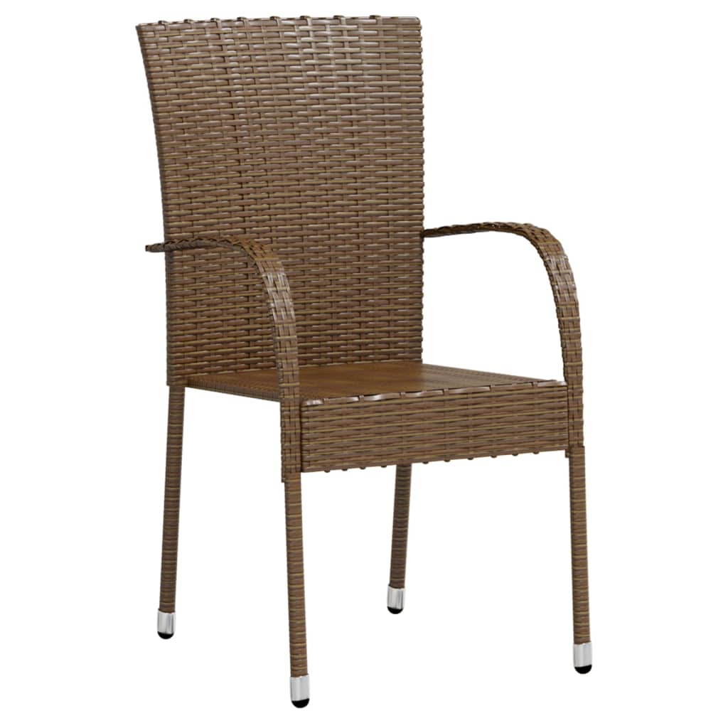 vidaXL Garden Dining Set | Brown | PE Rattan, Powder-Coated Steel | Medium