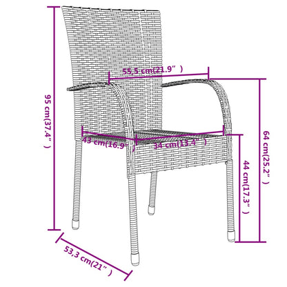 vidaXL Garden Dining Set | Brown | PE Rattan, Powder-Coated Steel | Medium