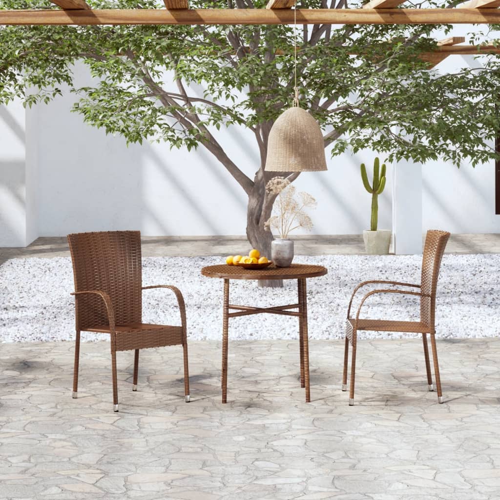 vidaXL Garden Dining Set | Brown | PE Rattan, Powder-Coated Steel | Medium