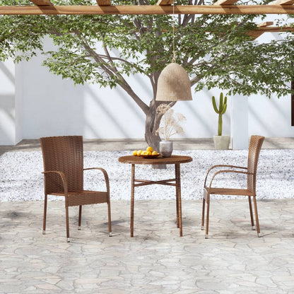 vidaXL Garden Dining Set | Brown | PE Rattan, Powder-Coated Steel | Medium