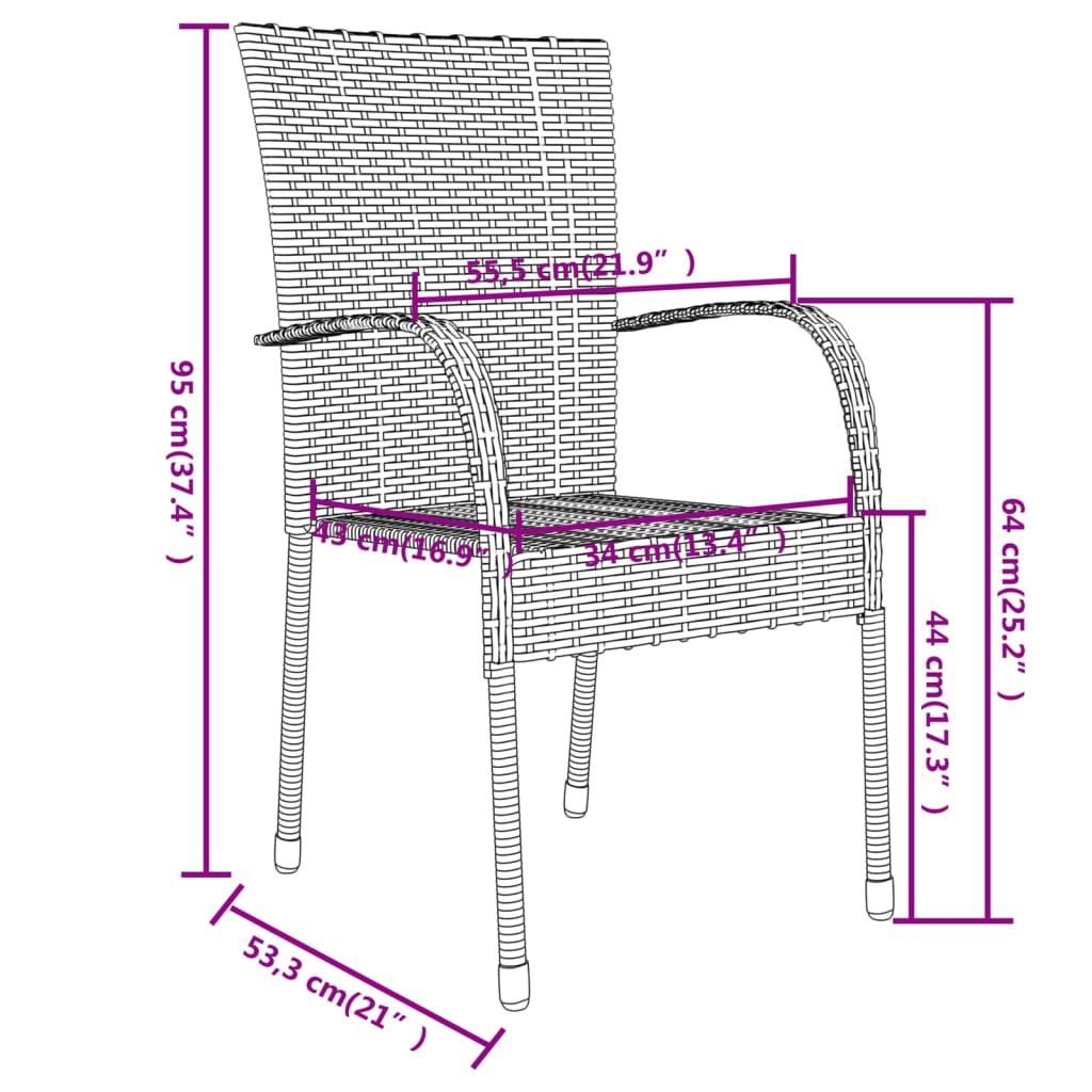 vidaXL 3 Piece Garden Dining Set Poly Rattan Grey