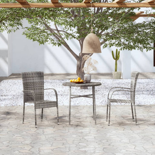 vidaXL 3 Piece Garden Dining Set Poly Rattan Grey