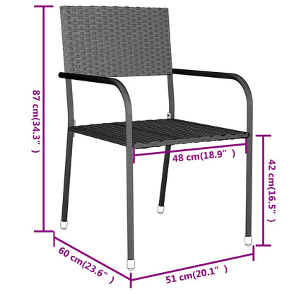 vidaXL 3 Piece Garden Dining Set Poly Rattan Grey