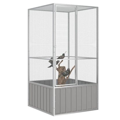 vidaXL Bird Cage Grey 111x107x211.5 cm Galvanised Steel