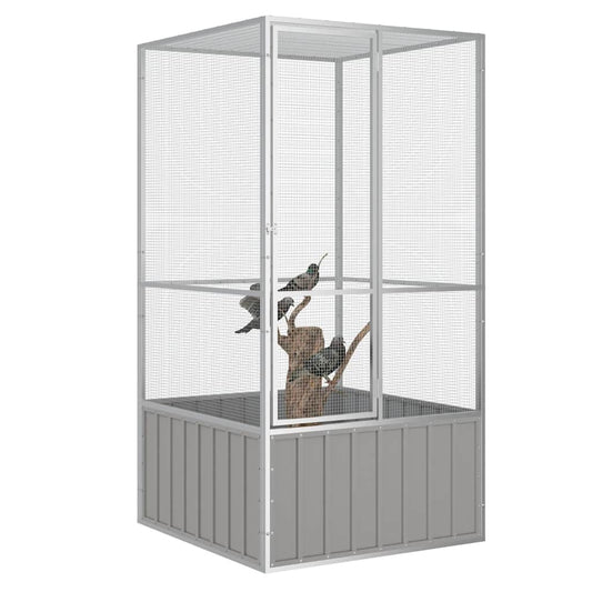 vidaXL Bird Cage Grey 111x107x211.5 cm Galvanised Steel
