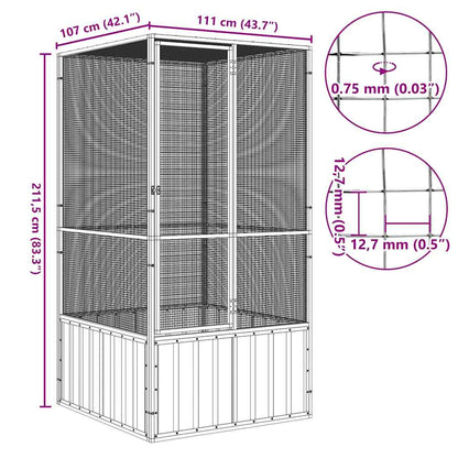 vidaXL Bird Cage Grey 111x107x211.5 cm Galvanised Steel