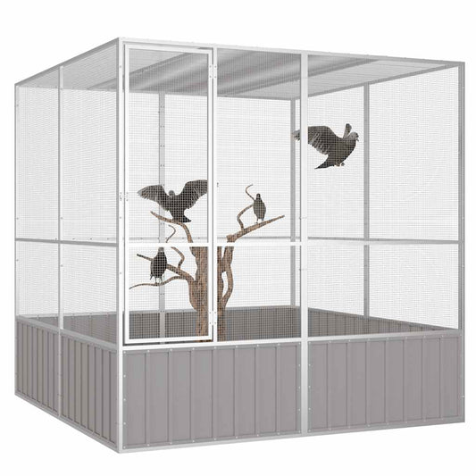 vidaXL Bird Cage Grey 213.5x217.5x211.5 cm Galvanised Steel