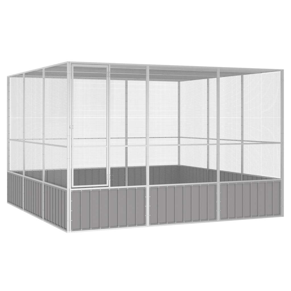 vidaXL Bird Cage Grey 302.5x324.5x211.5 cm Galvanised Steel