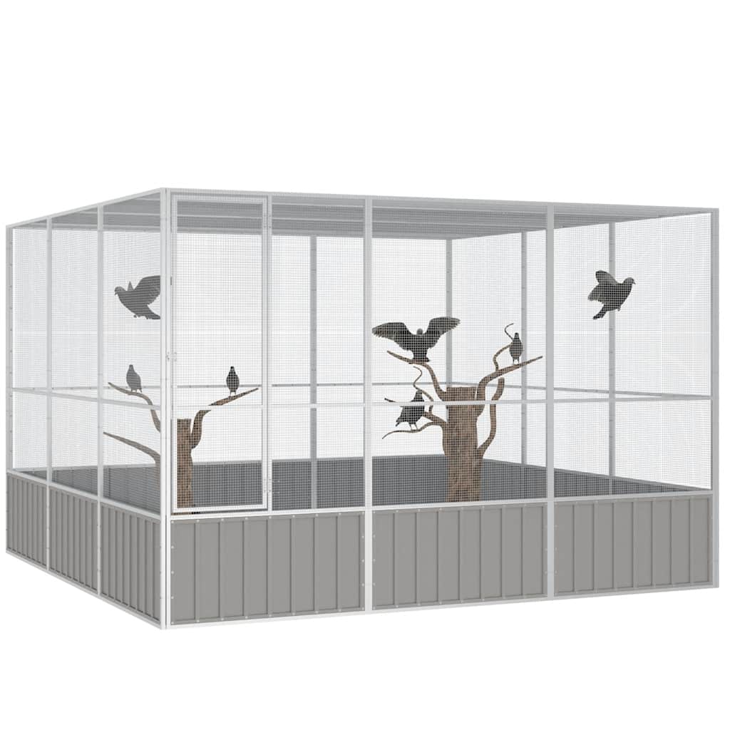 vidaXL Bird Cage Grey 302.5x324.5x211.5 cm Galvanised Steel