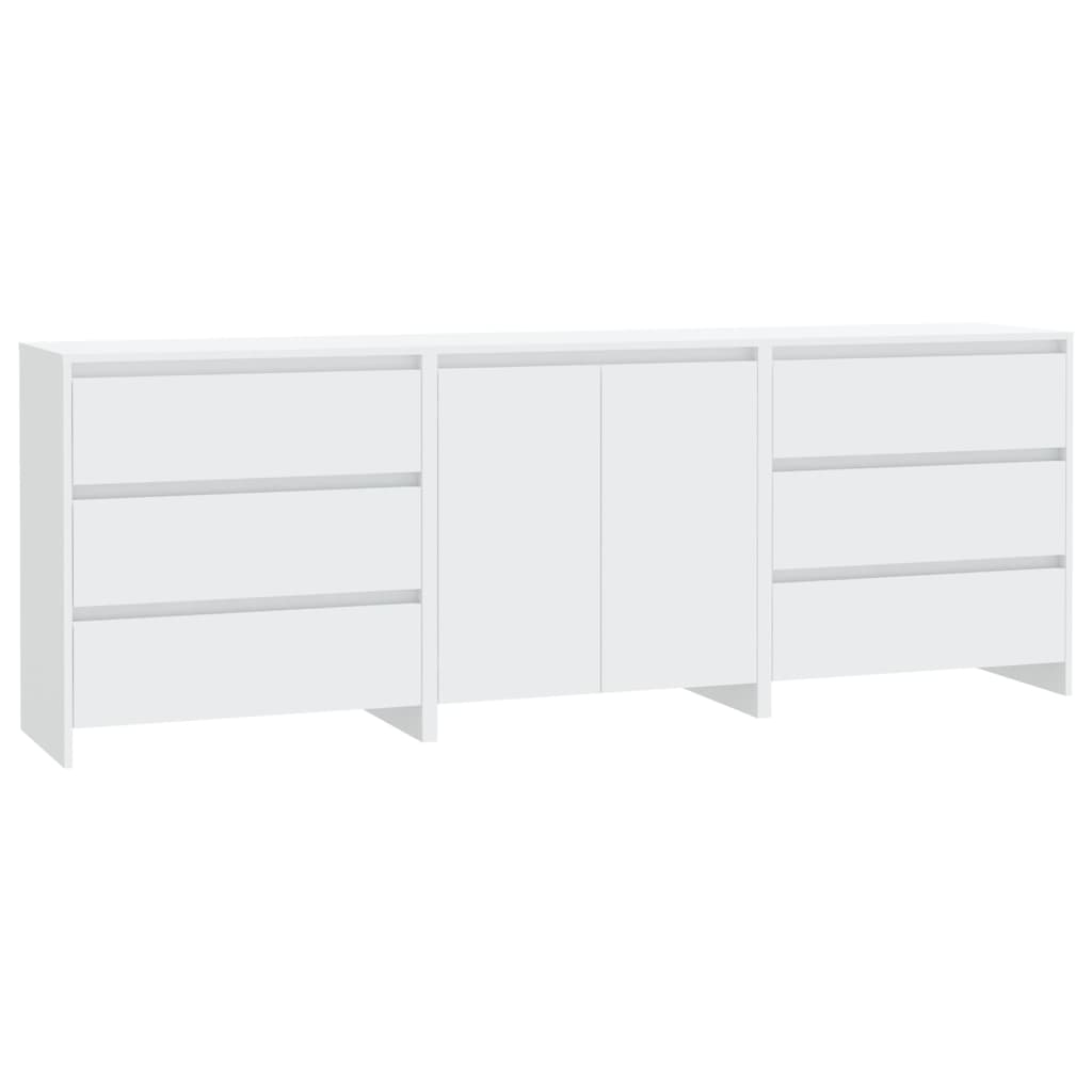 vidaXL 3 Piece Sideboard White Engineered Wood