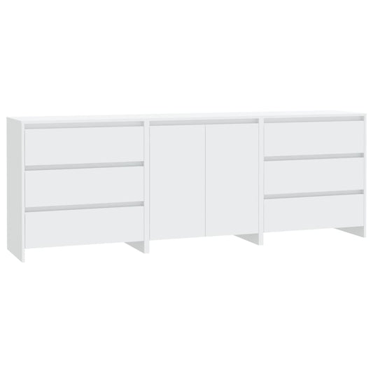 vidaXL 3 Piece Sideboard White Engineered Wood