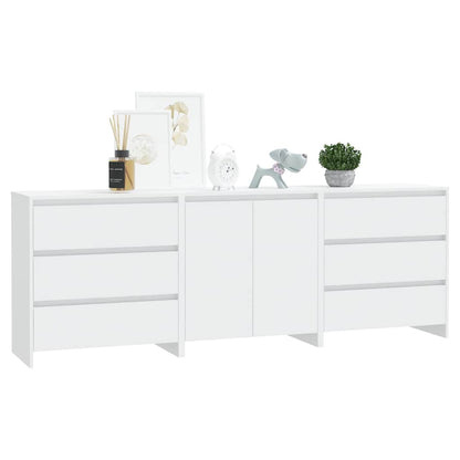 vidaXL 3 Piece Sideboard White Engineered Wood