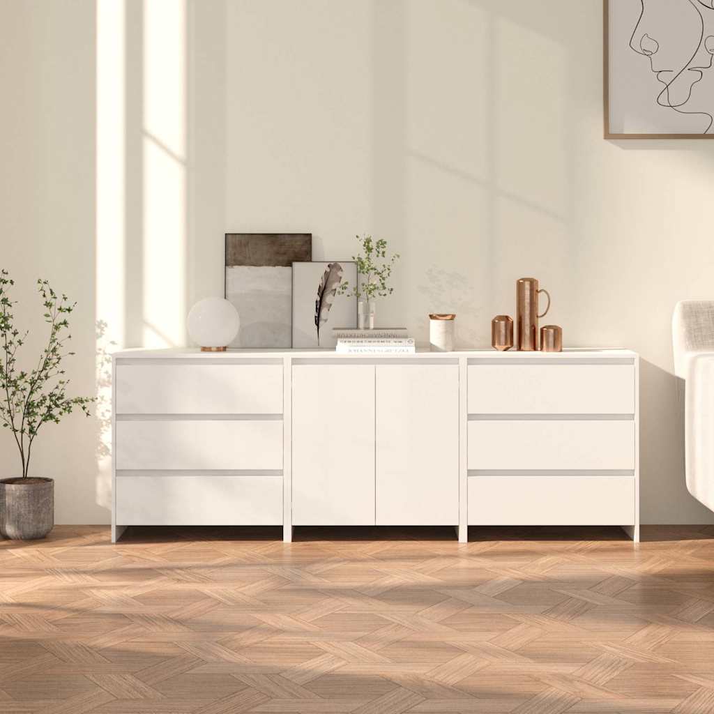 vidaXL 3 Piece Sideboard White Engineered Wood