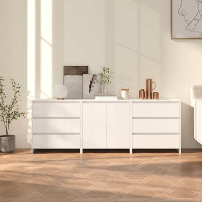 vidaXL 3 Piece Sideboard White Engineered Wood