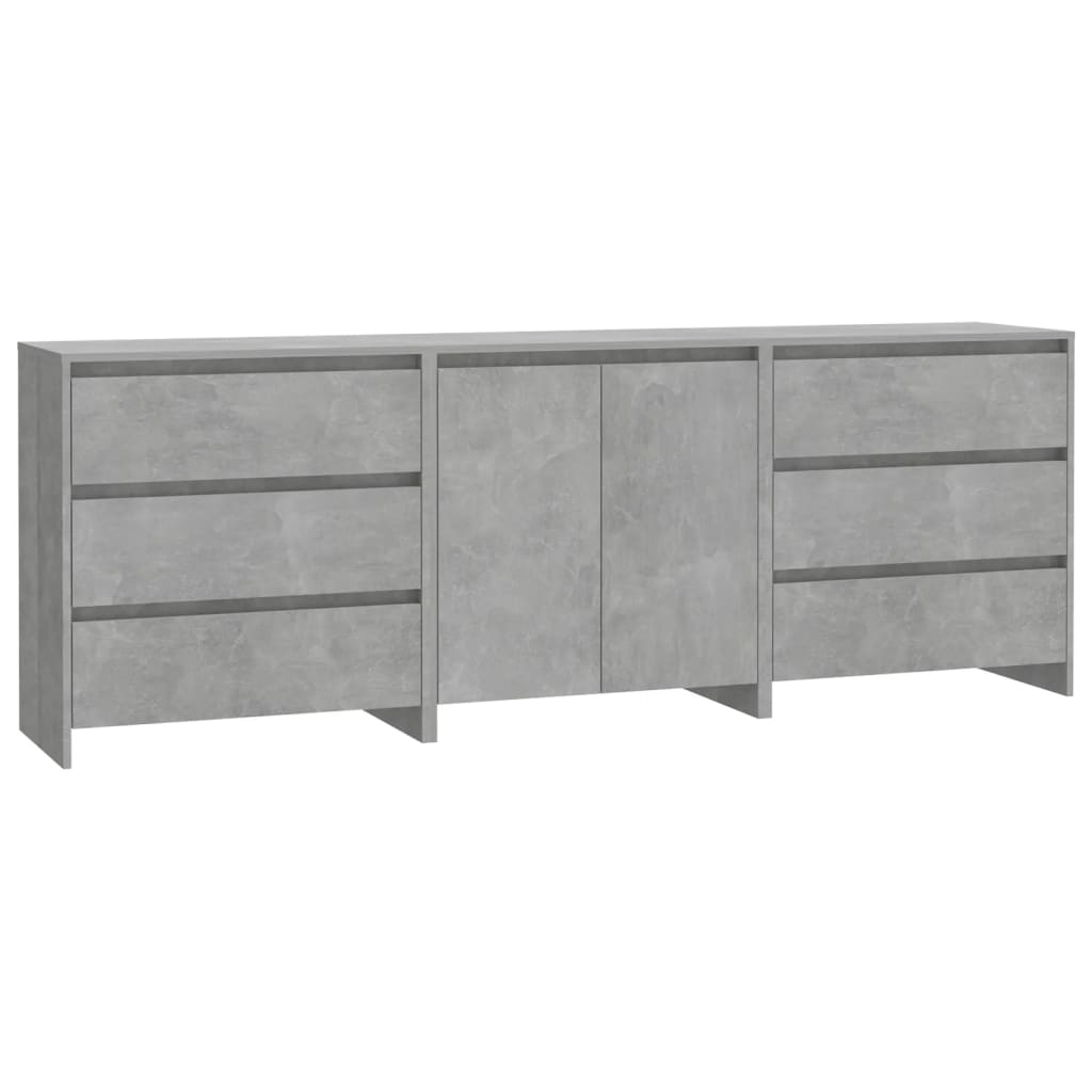 vidaXL 3 Piece Sideboard Concrete Grey Engineered Wood