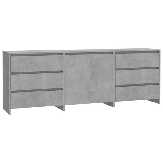 vidaXL 3 Piece Sideboard Concrete Grey Engineered Wood