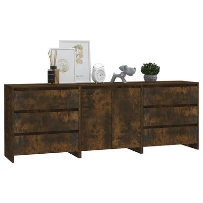 vidaXL 3 Piece Sideboard Smoked Oak Engineered Wood