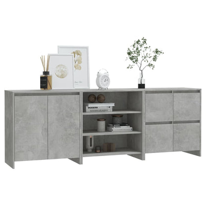 vidaXL 3 Piece Sideboard Concrete Grey Engineered Wood