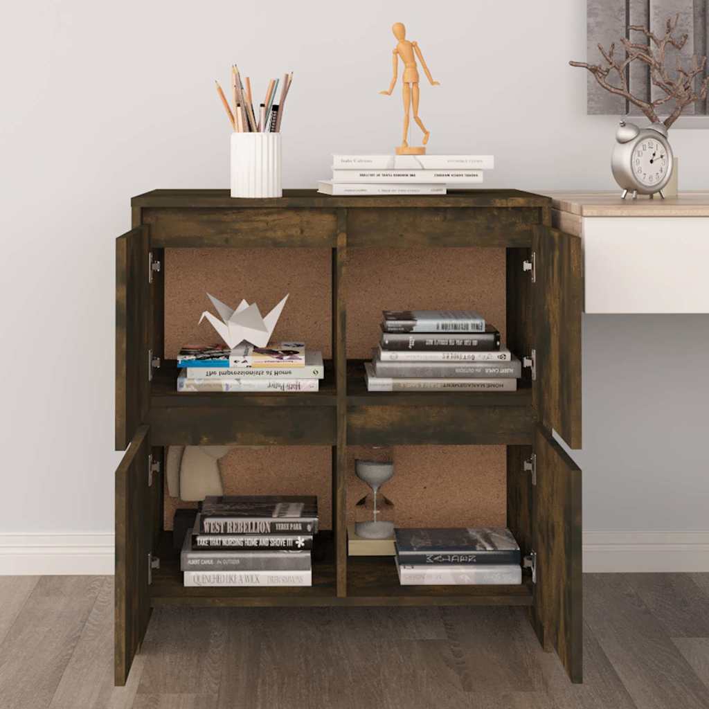 vidaXL Sideboards 2 pcs Smoked Oak 70x41x75 cm Engineered Wood