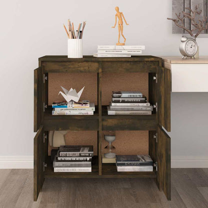 vidaXL Sideboards 2 pcs Smoked Oak 70x41x75 cm Engineered Wood