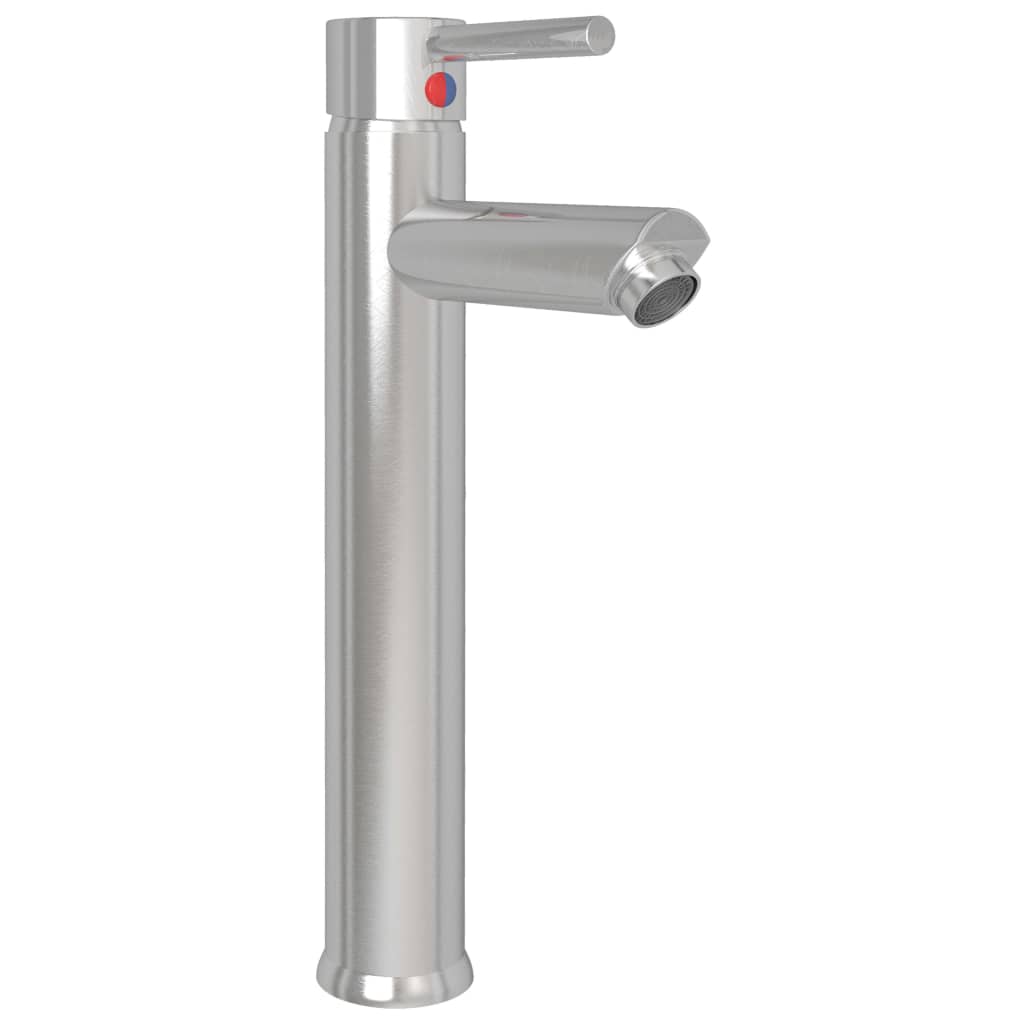 vidaXL Bathroom Sink with Tap and Push Drain Clear Tempered Glass