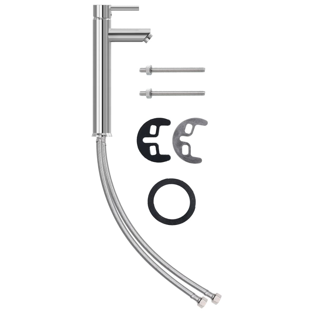 vidaXL Bathroom Sink with Tap and Push Drain Frosted Tempered Glass