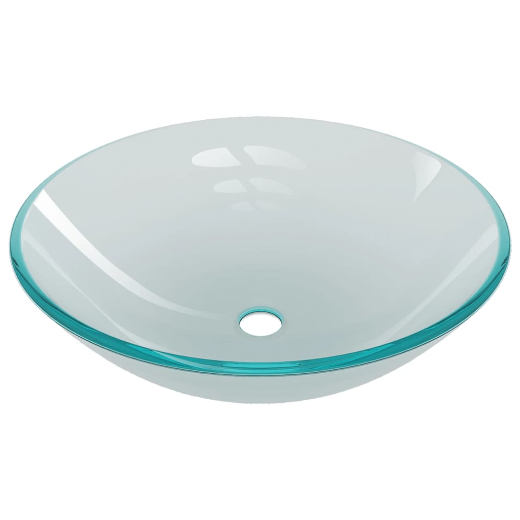 3098446 vidaXL Bathroom Sink with Tap and Push Drain Frosted Tempered Glass (142230+149089+149062)