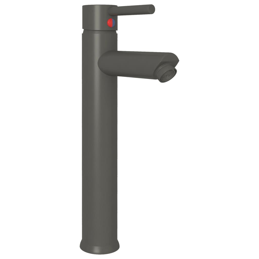 vidaXL Bathroom Sink with Tap and Push Drain Frosted Tempered Glass